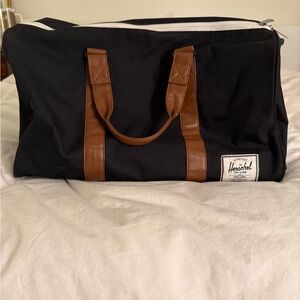 Herschel Supply Company Black Duffel Bag with Brown Straps